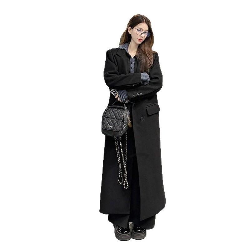 Korean Contrasting Color POLO Collar Long-sleeved Dress Women's Spring New High-end Waist Thin Inner Long Dress