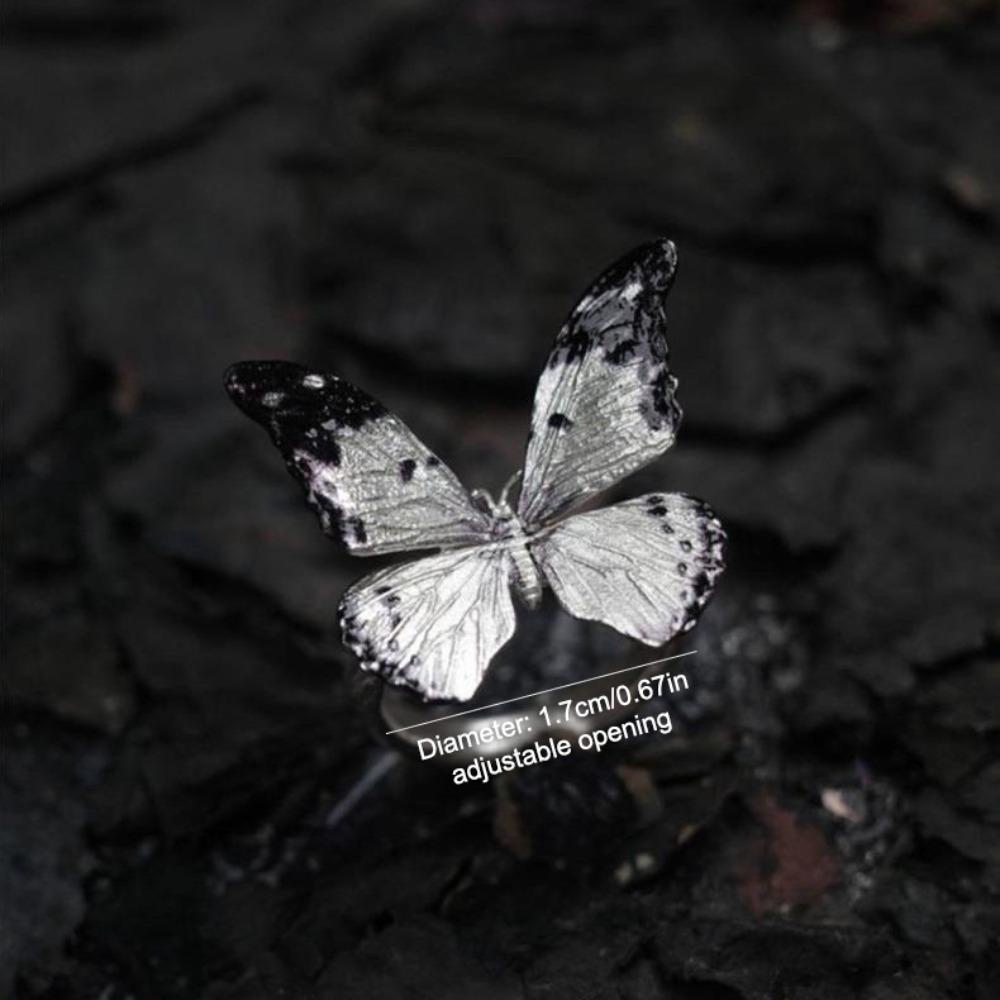 Vintage Dreamlike Butterfly Ring Shiny Opening Ring Stackable Realistic Butterfly Ring  Women Men