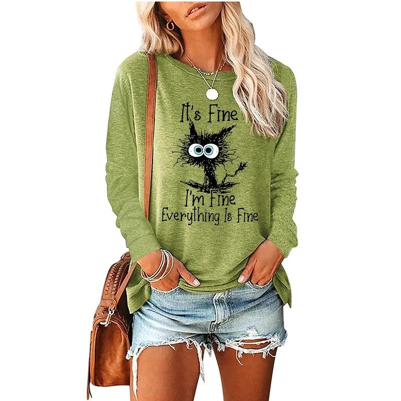QICED Women's Fashion Casual Long Sleeve O-Neck  Blouses & Shirts