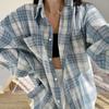 Classic lapel long-sleeved plaid women's casual loose shirt 1116 spring European and American fashion new women's top