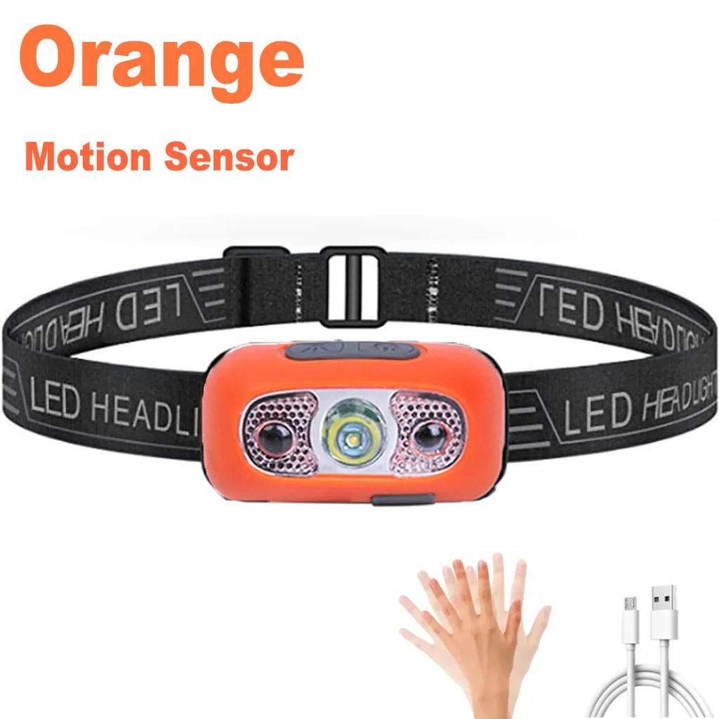 Sensor Mini Headlamp USB Rechargeable Head Light with Wave Sensor Flashlight Outdoor Lighting Lamp for Hiking Emergency Usage