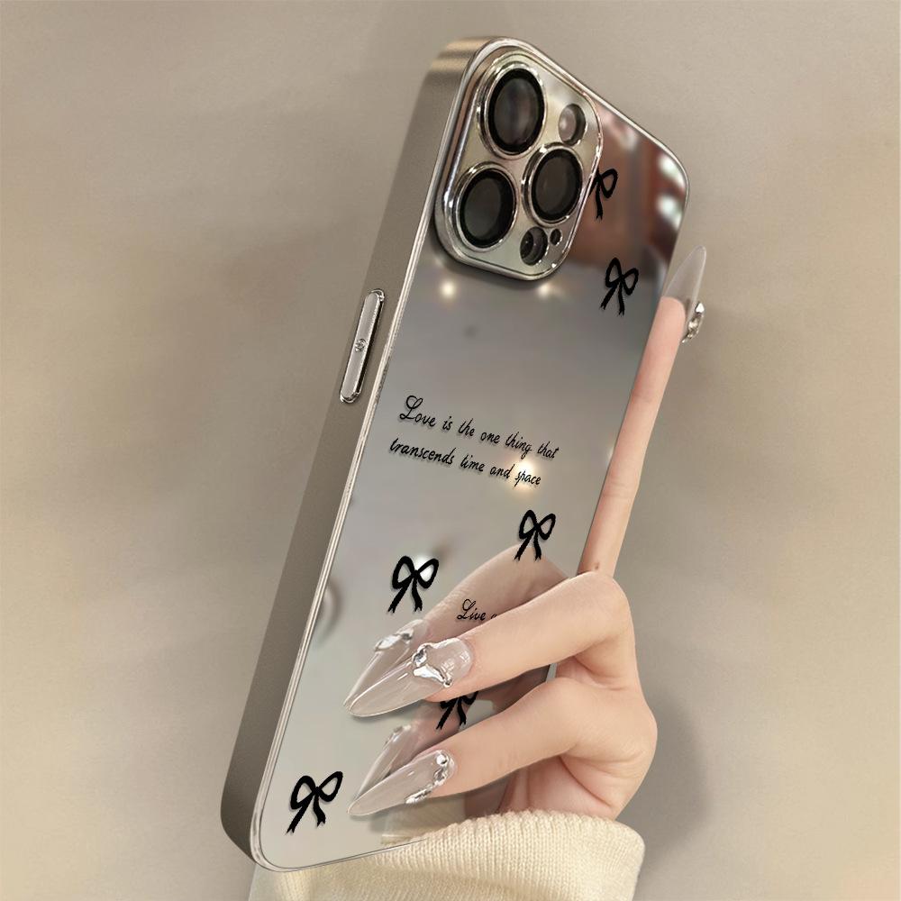 Simple Bow for Apple 16 Promax Personalized 15 New 14 Mobile Phone Case for IPhone 13 Mirror Creative