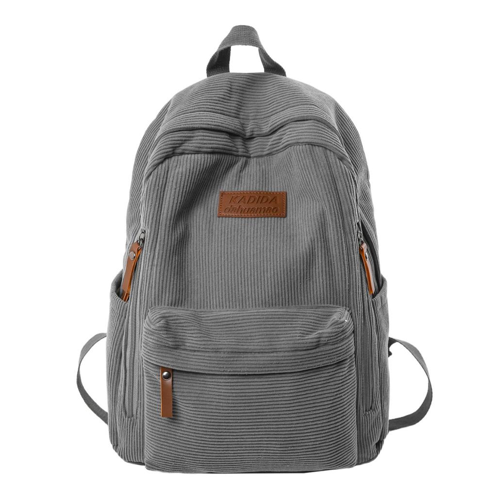 Schoolbag Junior High School Student Schoolbag Women's Autumn and Winter New Simple Corduroy Backpack Versatile Large-capacity High School Student