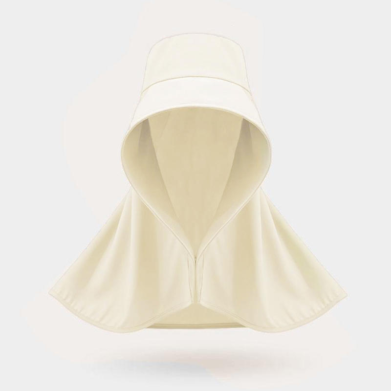 Summer Women Cap Outdoor Uv Anti Neck Protection Sun Visors Hat Fishing Hiking Big Brim Shawl Sunscreen Ponytail Cap Solid Color