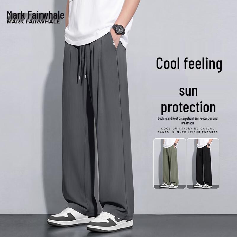 

Mark Fairwhale Men s Ice Silk Wide Leg Casual Pants M