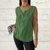 Women's Fashion Loose-Fit V-Neck Cotton-Linen Blend Sleeveless Button-Up Top