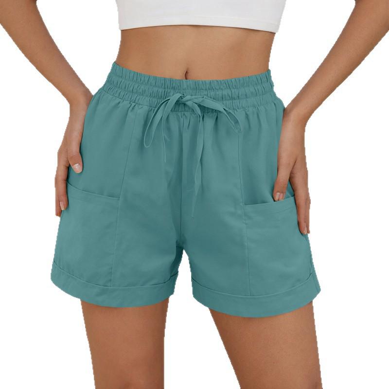 2026 Spring/Summer Women's Solid Color Harem Casual Beach Shorts - European/American Style