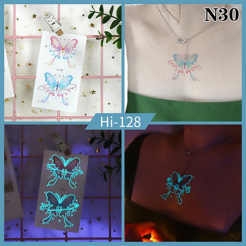Светящаяся бабочка синяя светящаяся татуировка наклейка кемпинг водонепроницаемая временная татуировка перья одноразовая поддельная татуировка боди-арт