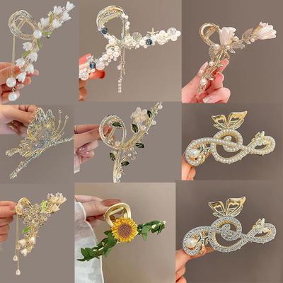 Mode Süße Blume Legierung Haarspangen Für Frauen Verstellbare Mehrfarbige Metall Haarspange Party Alltags Schmuck