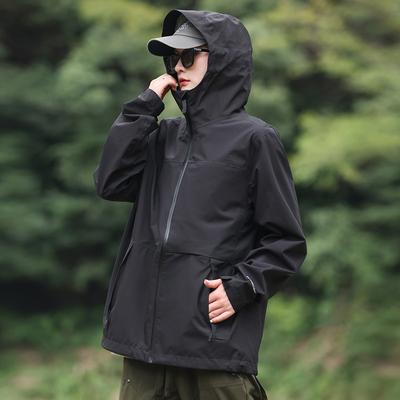 Niaojia Men's and Women's Same Style Seamless Rubber Jacket Fully Heat-sealed Outdoor Mountaineering Clothing Loose Hooded Jacket