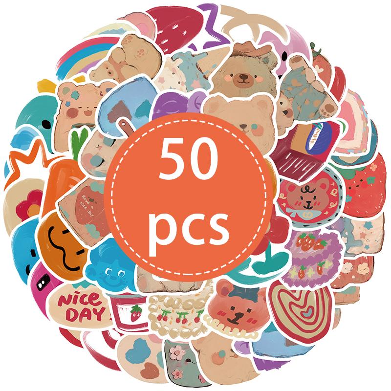 

50PCS Cute Cartoon Stickers Cartoon Aesthetic Bear Sticker Waterproof Vinyl Decals for Laptop Water Bottles Skateboard Scrapbook