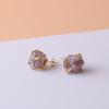 Natural Gemstone Earrings for Women - 18K Gold Plated Raw Amethyst and Rose Quartz Healing Crystal Stud Earrings