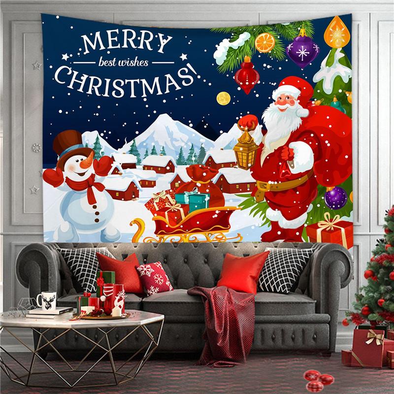 Home Decor Christmas Tapestry Wall Hanging Boho Kawaii Santa Tapestry Living Room Aesthetic