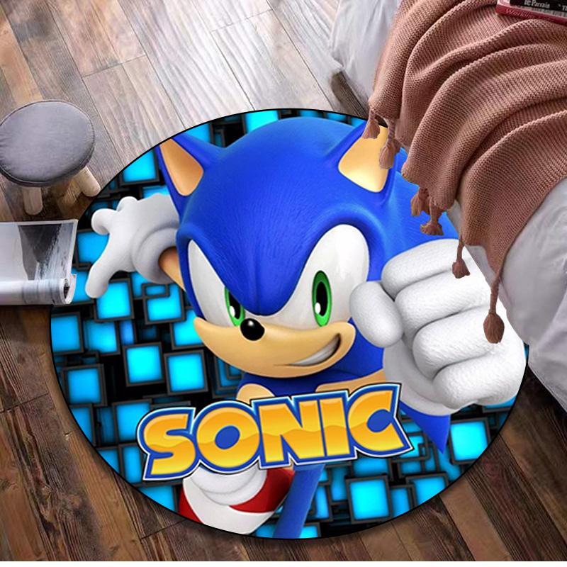 

1Pc Sonic Circular Print Rug - home decoration Carpet For Living Room Bedroom Flooring Computer Chair Area Rug 80x80cm( 31x31in)