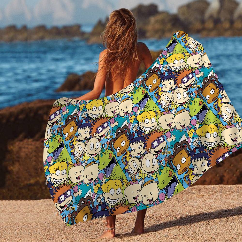 Cartoon Funny R-Rugrats Microfiber Blanket Quick Drying Beach Towels Oversized Printing Super Absorbent Pool Towel Blanket