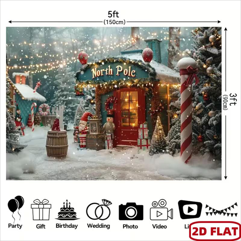 2D Nordpol Weihnachtsstadt Kulisse Schneelandschaft Fotografie Hintergrund
