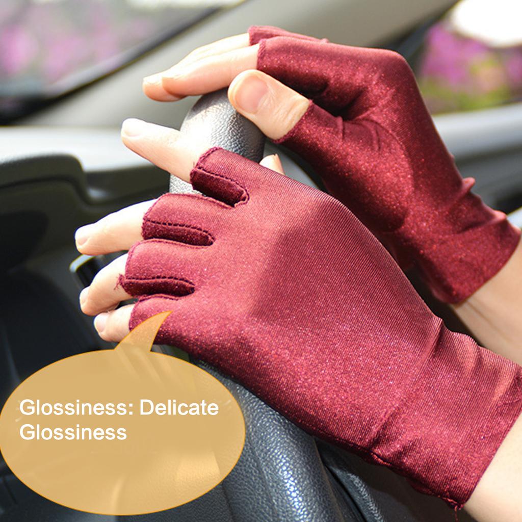 Sunblock Fingerless Gloves for Women Outdoor Activity Wrist Length Driving Gloves Light Weight Fingerless Sunblock Glove
