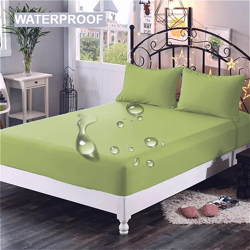 1pc Waterproof High-grade Reactive Dyed Thick Fabric Fitted Sheet Elastic Available in A Variety of Sizes,Soft Bed Sheet,Write,grey,black,120/140/160