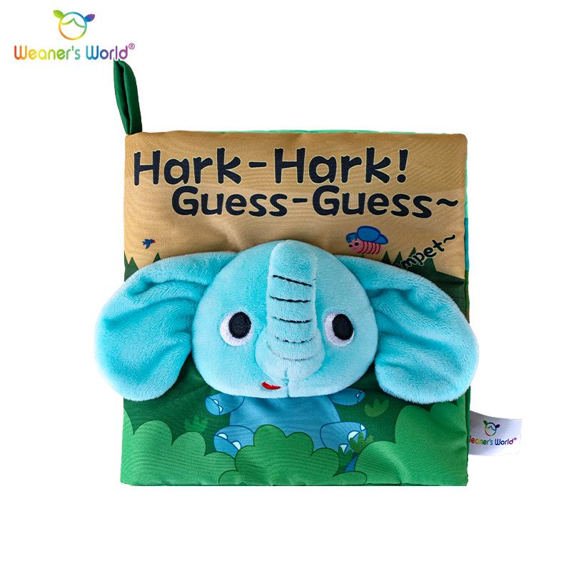 

Интерактивная тканевая книга-угадайка про слона: Моющаяся, безопасная для прорезывания зубов, не рвущаяся 3D-игрушка для родителей и детей