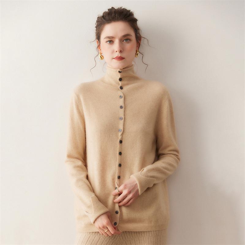 Lekasha Women's Cashmere Cardigan: Autumn/Winter 2026 Collection - Fashionable Thickened Sweater.