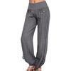 Fashion Women Solid Buttons Cotton And Linen Casual Loose Trouser Wide Leg Pants