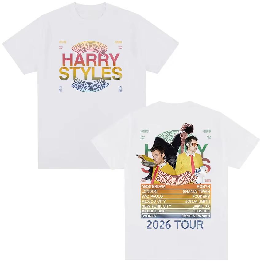 Harry Styles Together Tour 2026 Prezent dla Fanów Koszulka Męska Vintage Wysokiej Jakości Bawełniane Koszulki Wiosna Lato T-shirt Streetwear