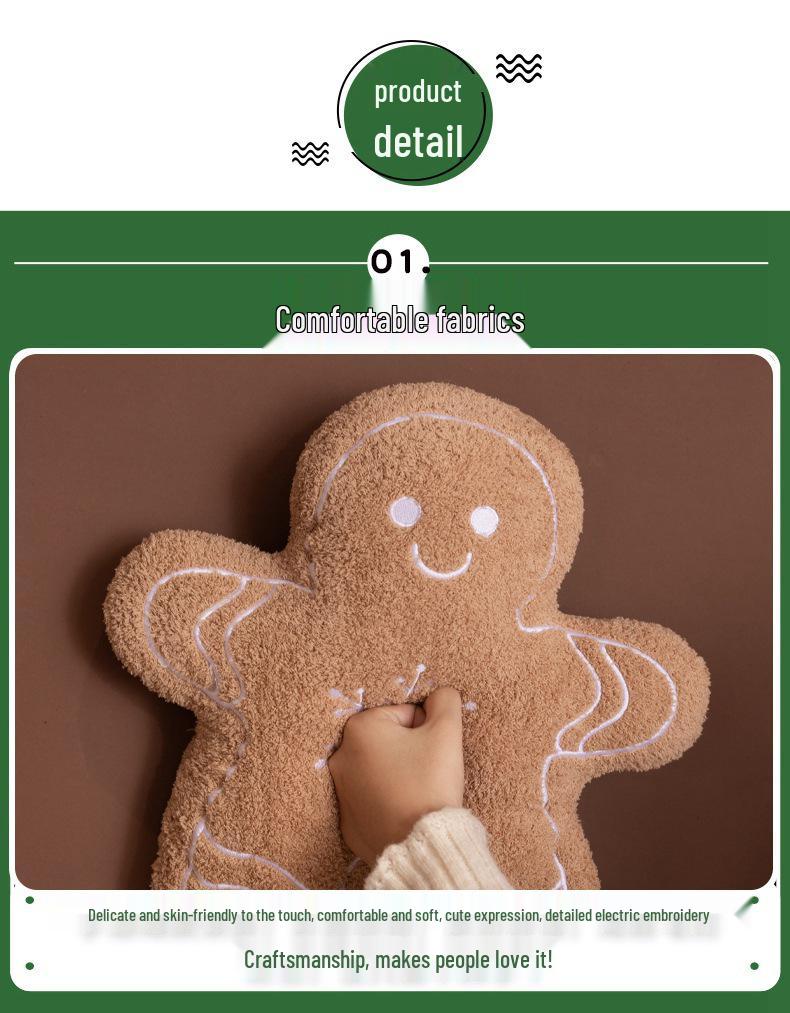 Individually Compressed Gingerbread Man & Snowflake Christmas Throw Pillow for Sofa