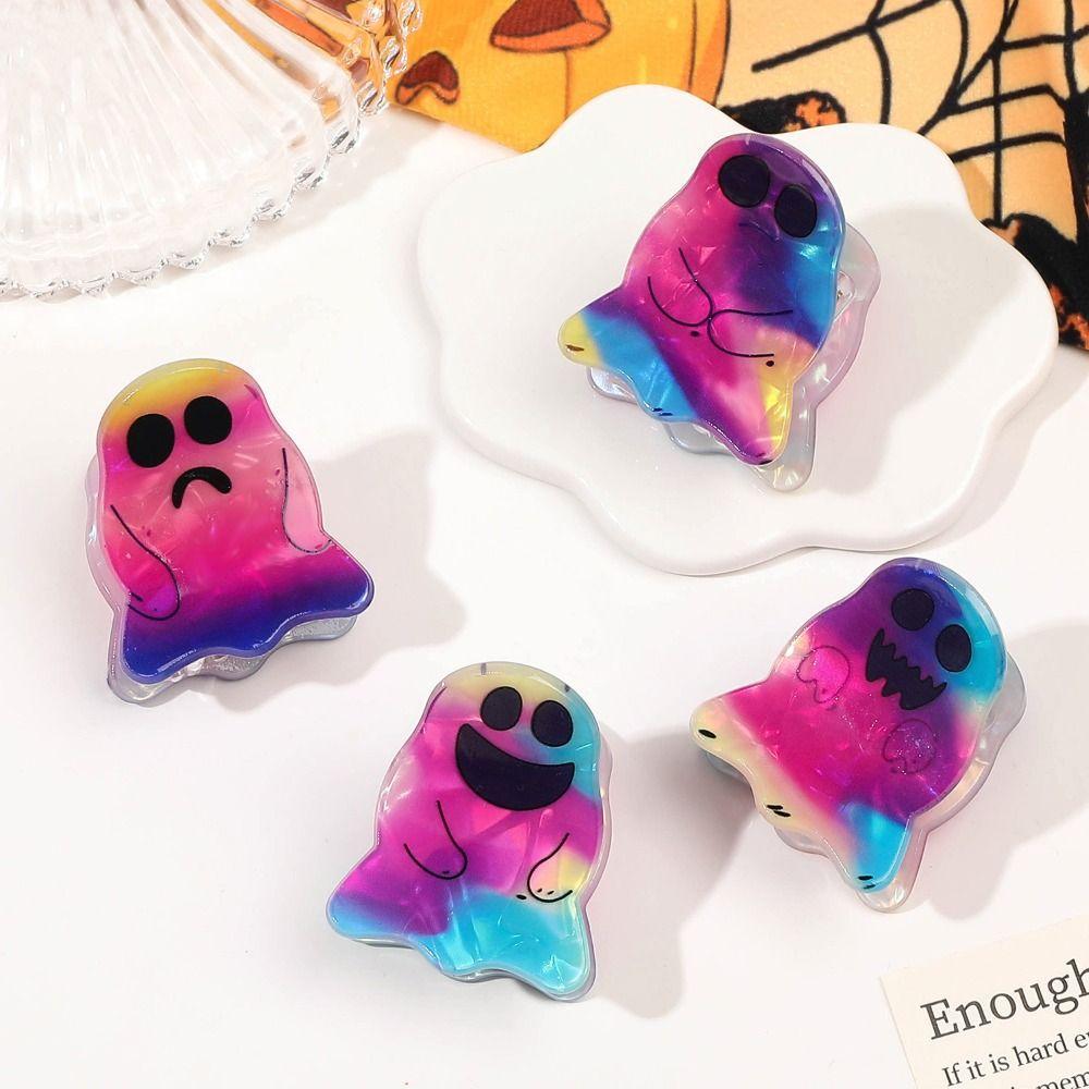 Colorful Ghost Grab Clip Pvc Spooky Hair Claw Fashion Halloween Grab Clip  Kids
