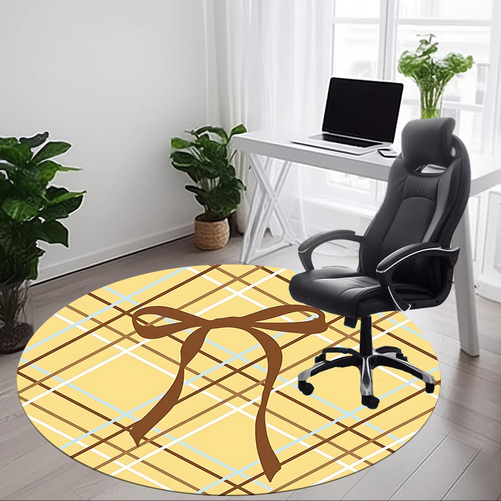 1pc Plaid Bow Chair Carpet for Office Non Slip, Machine Washable Rug for Office, Room Holiday Decor for Christmas, Birthday Polyester