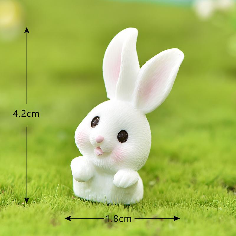 7pcs Cute Animal Garden Decorative Bunny Set Micro Landscape Resin Small Figurines Creative Furniture Decor for Fairy Garden