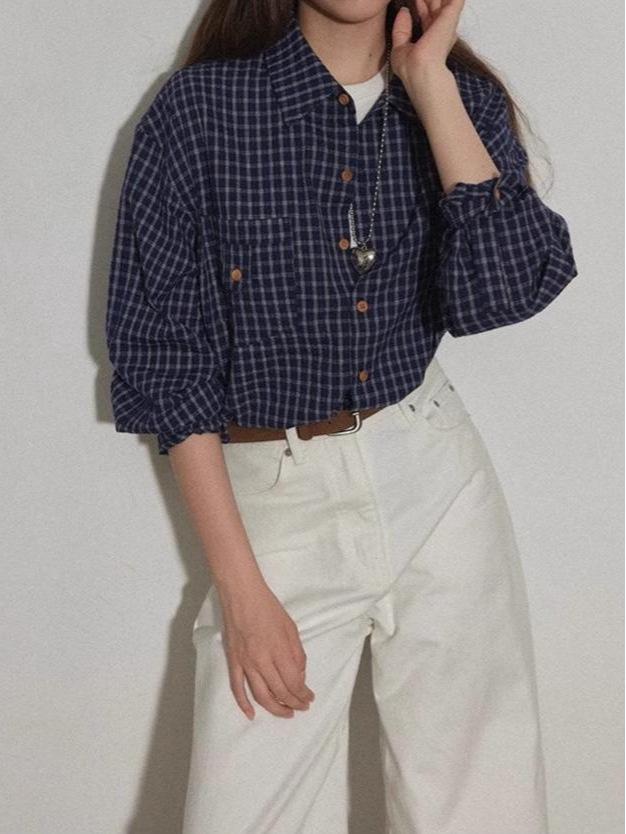 2026 Retro Classic Plaid Loose Shirt Jacket for Women - Versatile Layering Top