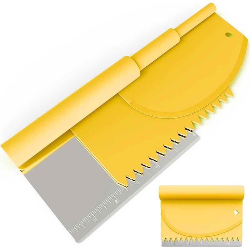 Set di Raschiatoi per Impasto 3-in-1 Raschietto da Banco in Acciaio Inossidabile con Misure Raschietto per Ciotole&Raschietto per Torte Strumenti per Pasticceria Pane Pizza Torte