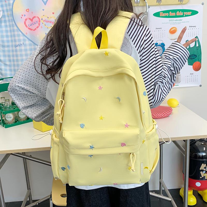 Korean version schoolbag female college student cute embroidery large-capacitycomputer backpack lightweight junior high school student travel backpack
