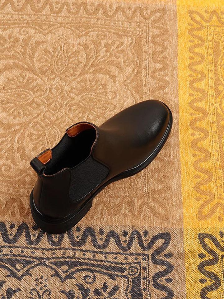 2025 Autumn and Winter New Minimalist One-pedal Chelsea Boots Medium Heel Black Martin Boots Women's Ankle Boots Thick Heel Short Boots