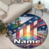 Tapis rond personnalisé avec nom imprimé Atletico Madrid, Tapis polyvalent pour la décoration de la maison, pour salle de jeux, appartement, balcon, entrée, couloir Cadeau