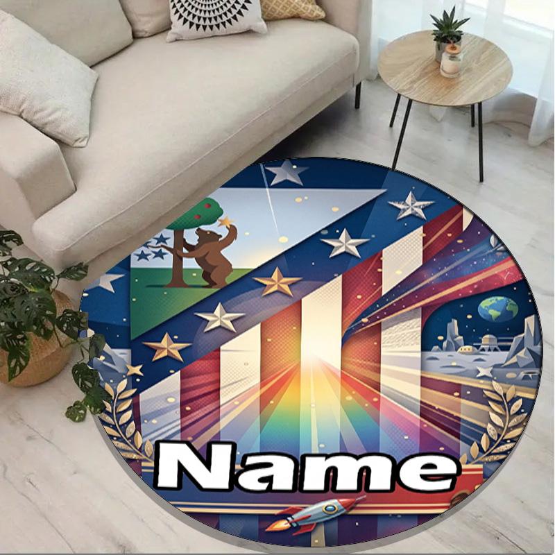 Tapis rond personnalisé avec nom imprimé Atletico Madrid, Tapis polyvalent pour la décoration de la maison, pour salle de jeux, appartement, balcon, entrée, couloir Cadeau