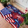 A Patriotic Door Mat Featuring a Independence Day Design with Elements Like The National Flag And Fireworks, Made of Washable