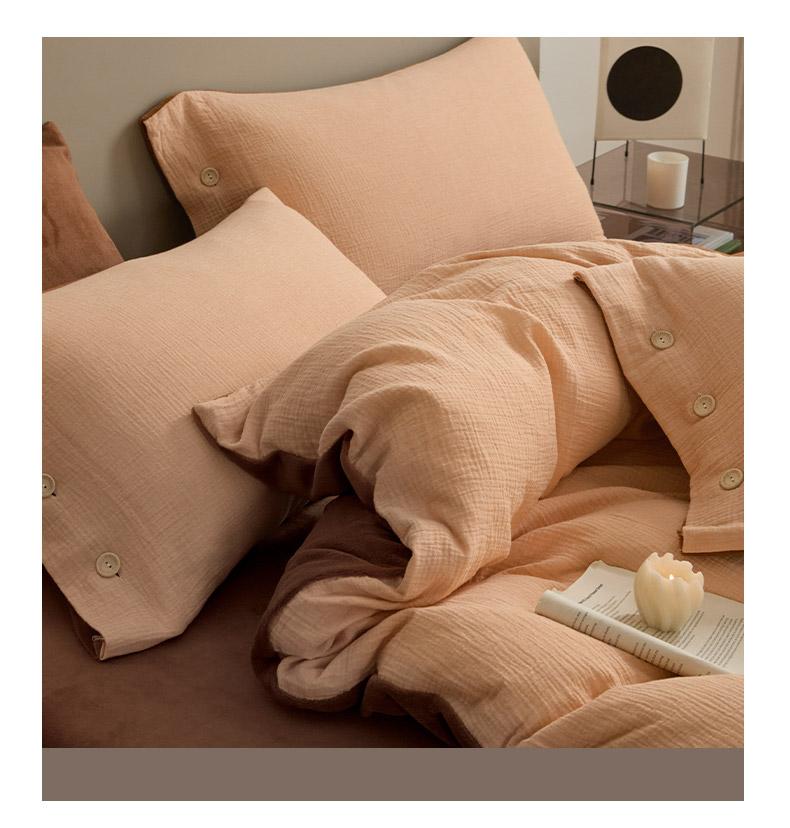 Sleep Grid Full Cotton Bubble Double Layer Yarn with Milk Velvet Four Piece Set
