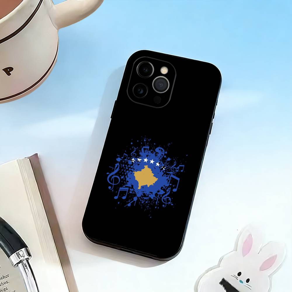 K-Kosovo Flag Map  Phone Case Silicone Soft For IPhone 17 16 15 14 13 12 11 X XR Plus Pro Max Plus