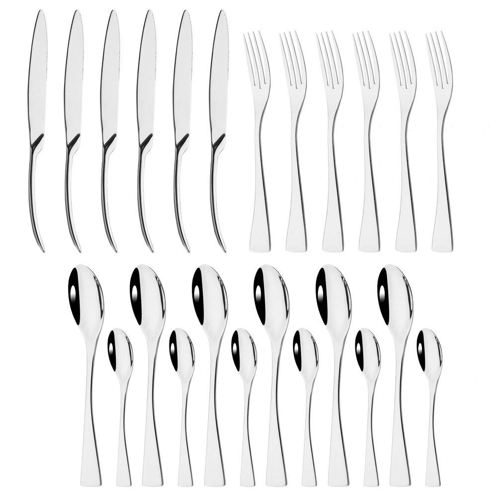 24Pcs/6Set Gold Flatware Cutlery Set 304 Stainless Steel Western Home Fork Knife Spoon Kitchen Tableware Dinnerware
