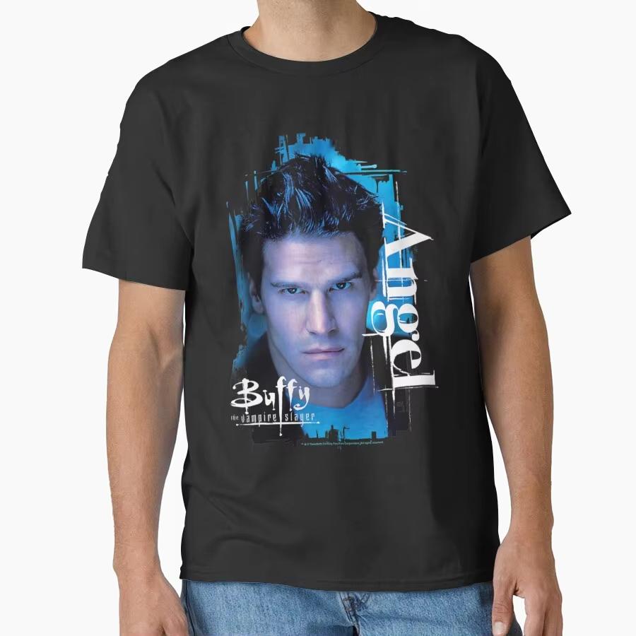 

Vintage Scary Film The Buffy Vampire Slayer Angel Portrait Horror Movies Classic Tshirt for Men Large Size Adult Tops S4xl S