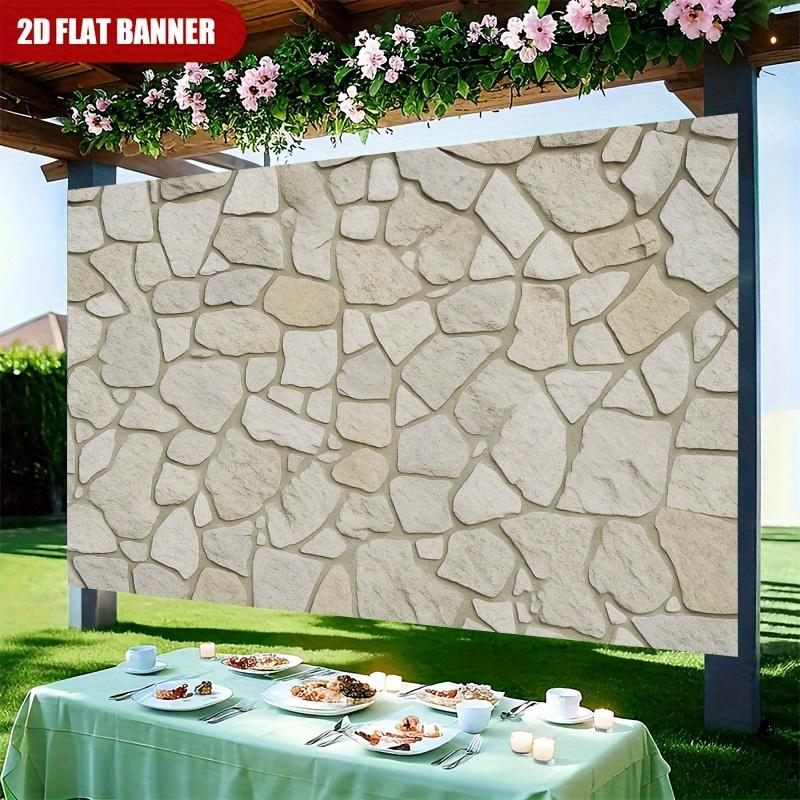 2D Planar Single-piece Stone Texture Party Banner - Country-style Stone Wall Background Birthday Party Decoration