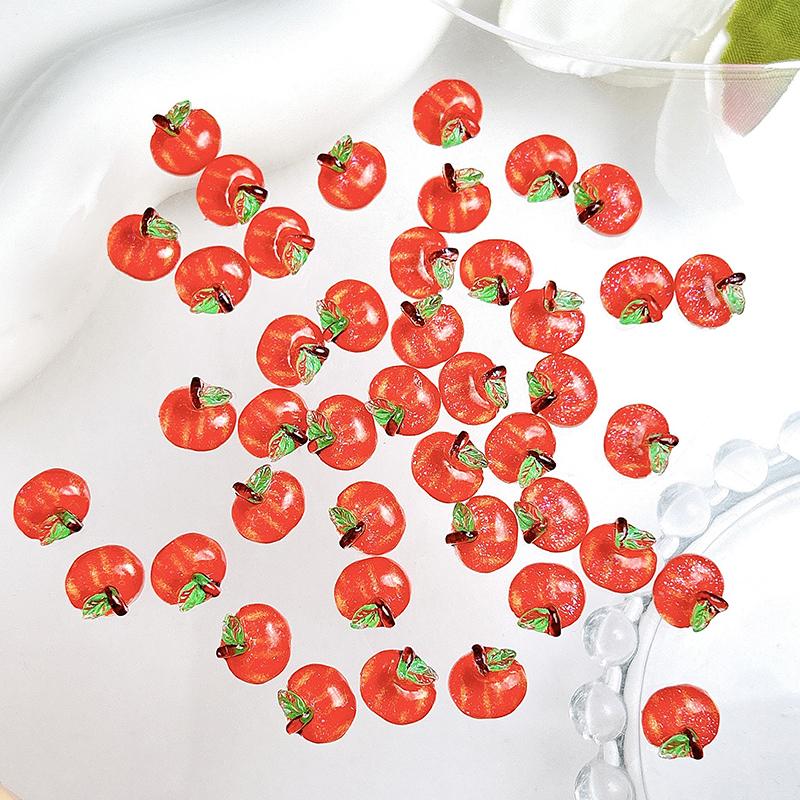 20 stuks 3D Gesimuleerde Rode Appel Hars Nagellak Kunst Decoraties Schattige Creatieve Fijne Sprankelende Appel Nagel Charms Voor Diy Haarpin Nagels