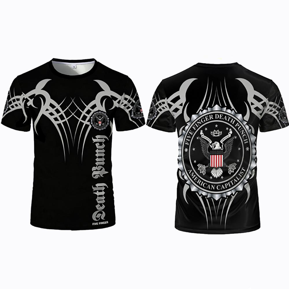 2026 Men's for 5FDP Five Finger Death Punch Fans T-Shirt Heavy Metal Band 3D Print Short-Sleeve Top Unisex Street Rock Tee