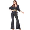 Damski Retro Lata 70. Disco Cekiny Top Spodnie Pasek Zestaw Ubrań Kostiumy Cosplay Strój na Bar Klub Nocny Przebranie Halloween Odgrywanie Ról