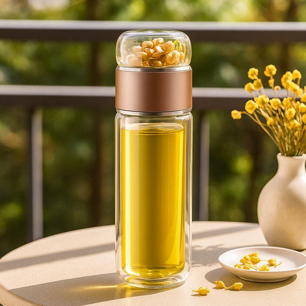 Double Layer Tea Water Separation Cup 350ml Tea Infuser Bottle Glass Tea Water Bottle  Home