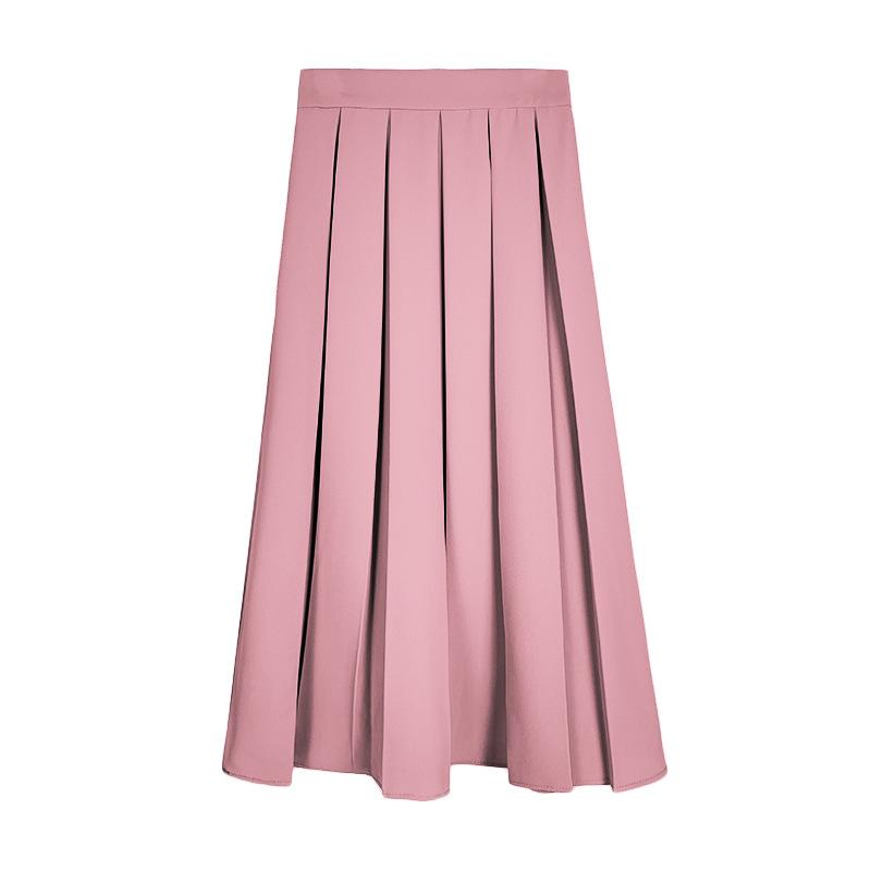 

Beige Suit Material Pleated Half-body Skirt 2025 Spring New Elastic Waist Large Skirt Hem Long A-line Skirt Korean Style One Size розовый