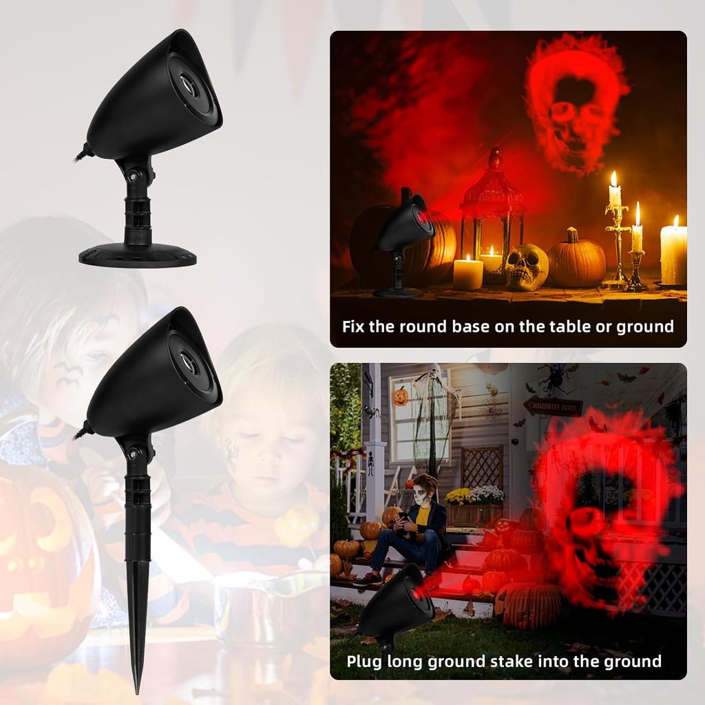 Halloween Projector Lights, Red Skull Projector LED Light, Waterproof Holiday Decoration for Party Yard Garden Outdoor Indoor Landscape Halloween