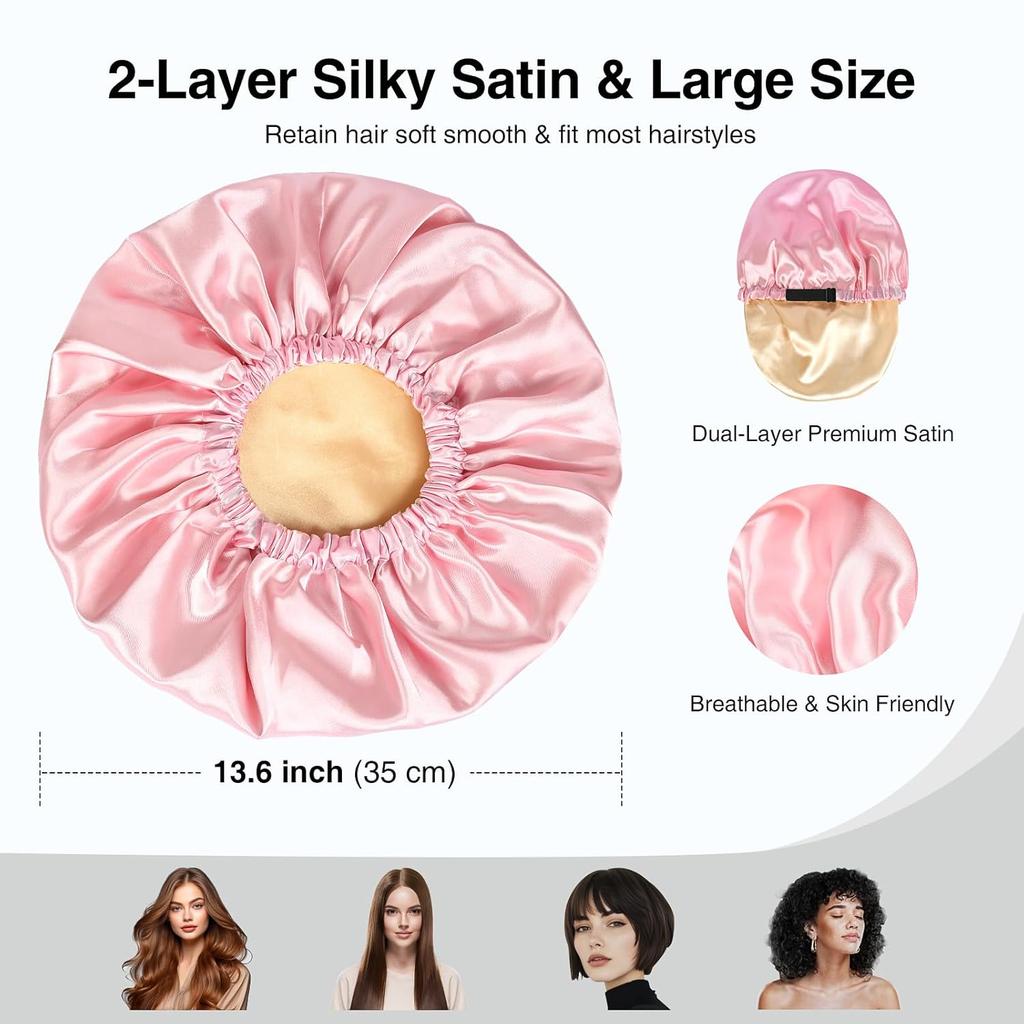 Nastavitelná dvouvrsstvá opakovaně použitelná koupací čepice, velká pro všechny vlasy, pro dívčí lázeň, měkká pro ženy s dlouhými vlasy