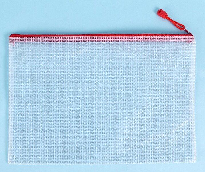 Multipurpose Student Supplies PVC Mesh Pouch Clear Mesh Stationery Organizer Smooth Zipper File Document Bag